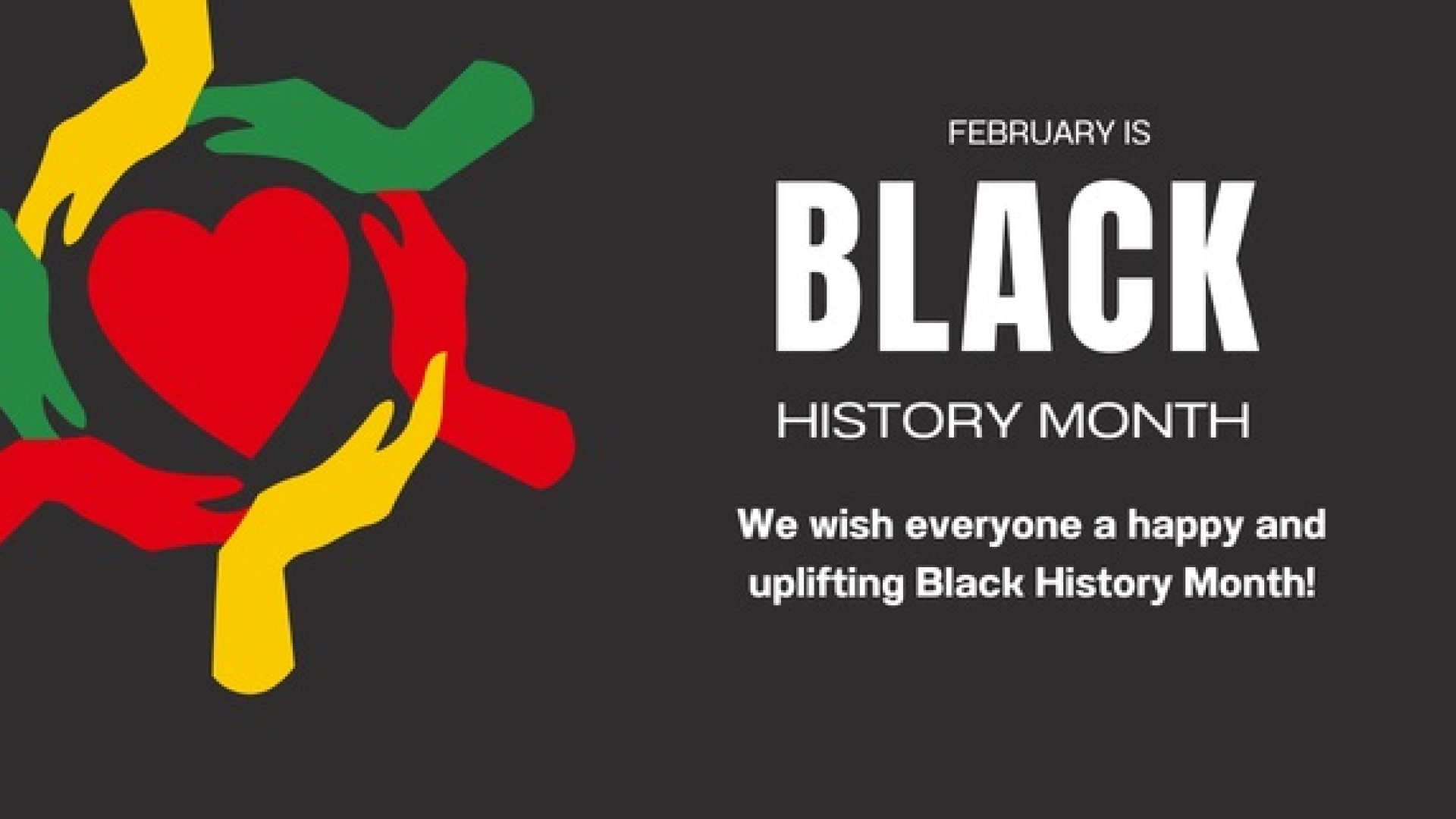 Red yellow green hands joined around a red heart